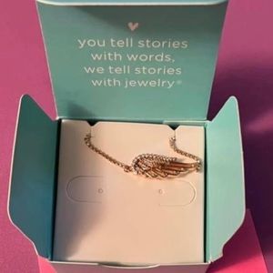 Rose Gold “I am Protected” Cubic Zirconia Wing Bolo Bracelet